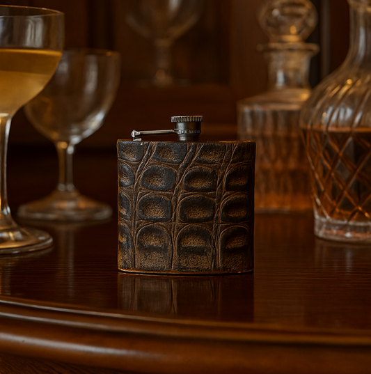 Alicia Leather Embossed Flask 6oz