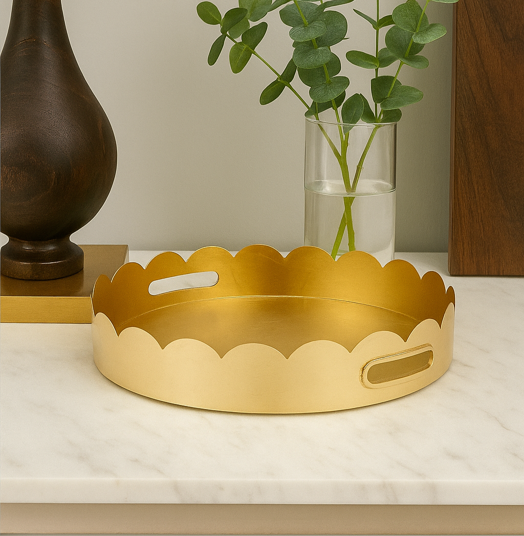 Clive Scalloped Metal Tray