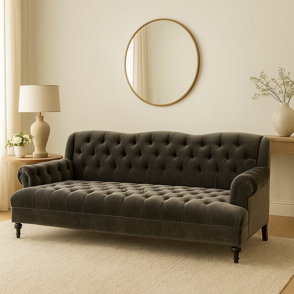 Phil Slate Velvet Sofa