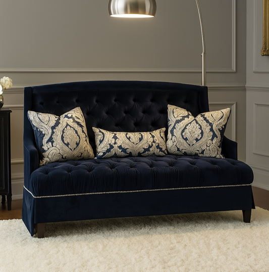 Disher Navy Tufted Sofa